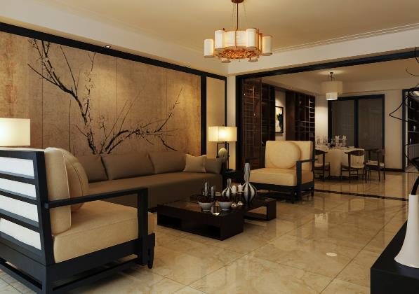 中式小戶型客廳裝修設計圖片